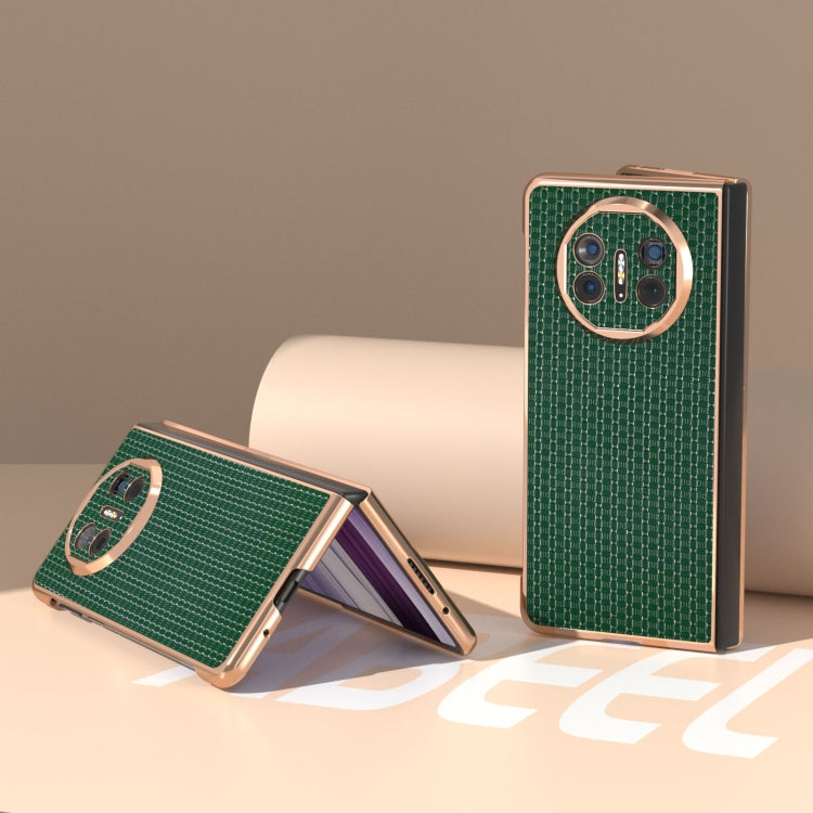 For Huawei Mate X5 Genuine Leather Luxury Series Nano Plating Phone Case(Dark Green) - Huawei Cases by PMC TechLife | Online Shopping South Africa | PMC TechLife | Buy Now Pay Later Mobicred