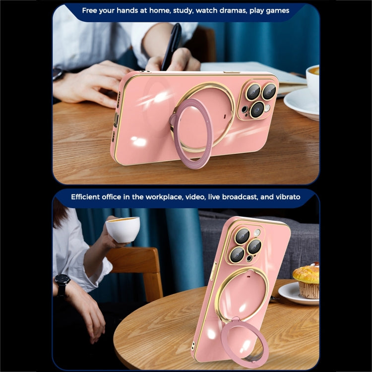 For iPhone 15 Plus Multifunction Electroplating MagSafe Holder Phone Case(Blue) - iPhone 15 Plus Cases by PMC TechLife | Online Shopping South Africa | PMC TechLife