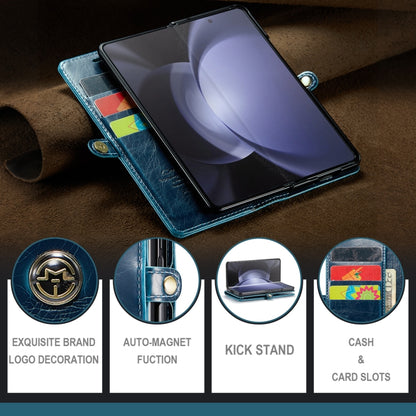 For Samsung Galaxy Z Fold5 CaseMe-003 PU + PC Business Style Crazy Horse Texture Leather Phone Case(Blue Green) - Galaxy Z Fold5 Cases by CaseMe | Online Shopping South Africa | PMC Jewellery | Buy Now Pay Later Mobicred