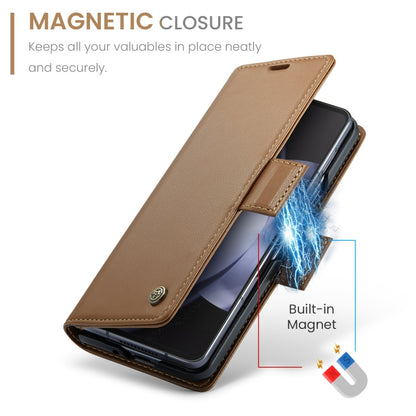 For Samsung Galaxy Z Fold5 CaseMe 023 Butterfly Buckle Litchi Texture RFID Anti-theft Leather Phone Case(Brown) - Galaxy Z Fold5 Cases by CaseMe | Online Shopping South Africa | PMC Jewellery | Buy Now Pay Later Mobicred