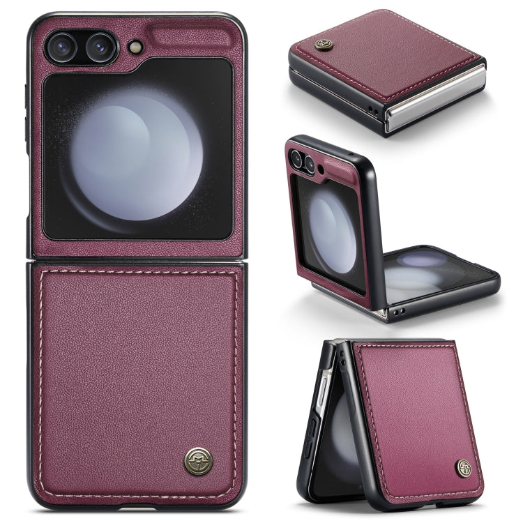 For Samsung Galaxy Z Flip5 CaseMe 023 Butterfly Buckle Litchi Texture RFID Anti-theft Leather Phone Case(Wine Red) - Galaxy Z Flip5 Cases by CaseMe | Online Shopping South Africa | PMC Jewellery | Buy Now Pay Later Mobicred