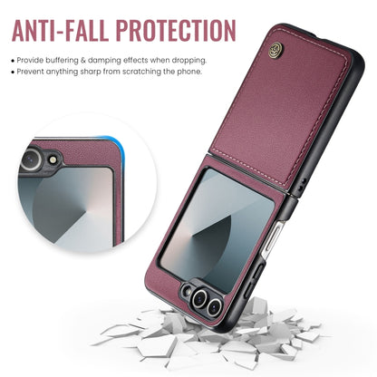 For Samsung Galaxy Z Flip6 5G CaseMe 023 Butterfly Buckle Litchi Texture RFID Anti-theft Leather Phone Case(Wine Red) - Galaxy Z Flip6 5G Cases by CaseMe | Online Shopping South Africa | PMC Jewellery | Buy Now Pay Later Mobicred