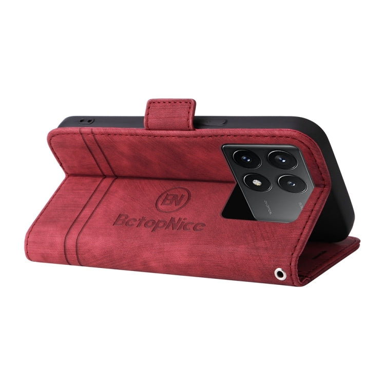 For Xiaomi Redmi K70 / K70 Pro 5G BETOPNICE Dual-side Buckle Leather Phone Case(Red) - Xiaomi Cases by BETOPNICE | Online Shopping South Africa | PMC Jewellery | Buy Now Pay Later Mobicred