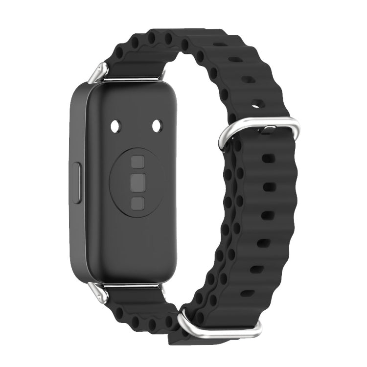 For Huawei Band 8 / 9 / 10 Mijobs Marine Silicone Breathable Watch Band(Black+Silver) - free shipping - PMc TechLife - Order now!