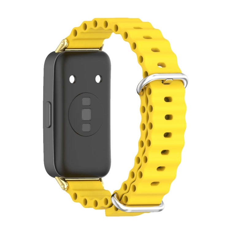 For Huawei Band 8 / 9 / 10 Mijobs Marine Silicone Breathable Watch Band(Yellow+Gold) - Watch Bands by MIJOBS | Online Shopping South Africa | PMc TechLife | Buy Now Pay Later Mobicred