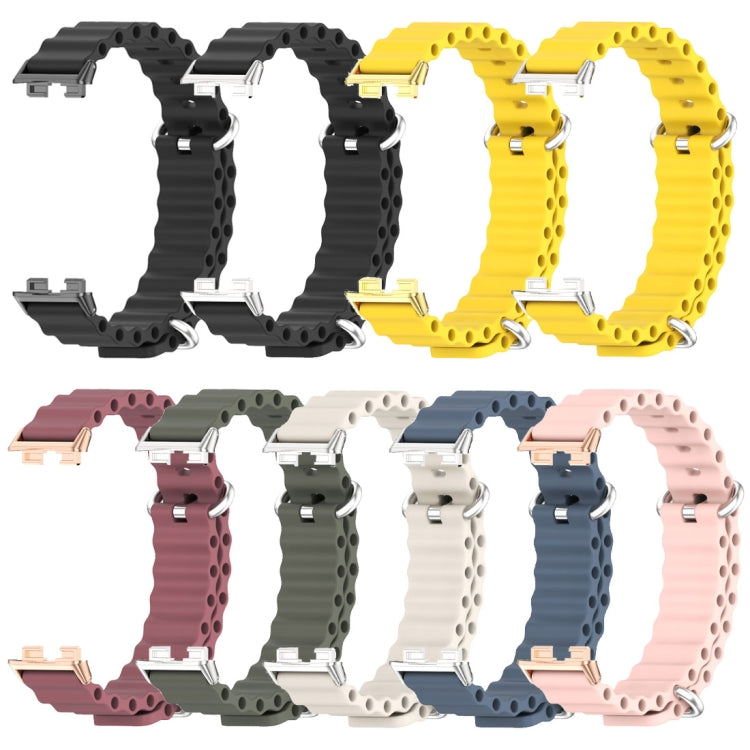 For Huawei Band 8 / 9 / 10 Mijobs Marine Silicone Breathable Watch Band(Black+Silver) - free shipping - PMc TechLife - Order now!
