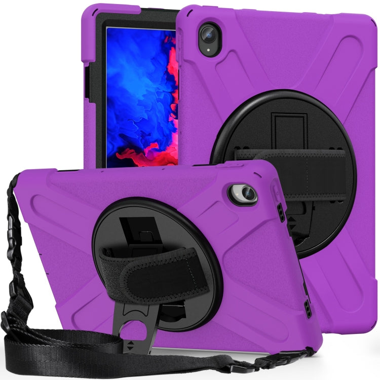 For Lenovo Tab P11 Silicone Hybrid PC Tablet Case with Grip & Shoulder Strap(Purple) - Lenovo by PMC Jewellery | Online Shopping South Africa | PMC Jewellery | Buy Now Pay Later Mobicred