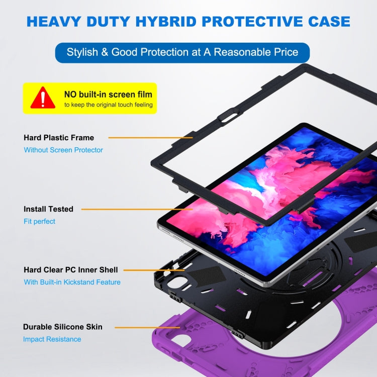 For Lenovo Tab P11 Silicone Hybrid PC Tablet Case with Grip & Shoulder Strap(Purple) - Lenovo by PMC Jewellery | Online Shopping South Africa | PMC Jewellery | Buy Now Pay Later Mobicred