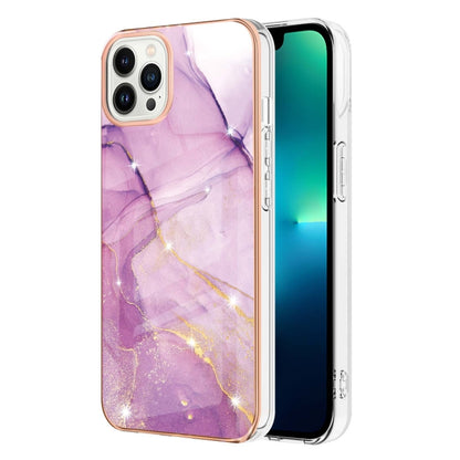 Electroplating Marble Pattern Dual-side IMD TPU Shockproof Phone Case For iPhone 16 Pro Max(Purple 001) - iPhone 16 Pro Max Cases by PMC Jewellery | Online Shopping South Africa | PMC Jewellery | Buy Now Pay Later Mobicred