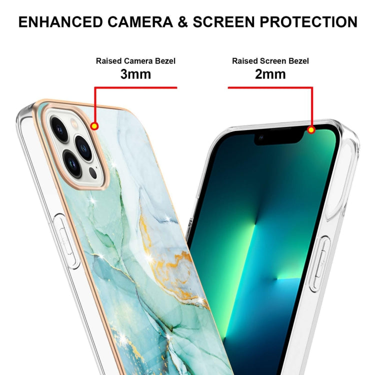 For iPhone 16 Pro Electroplating Marble Pattern Dual-side IMD TPU Shockproof Phone Case (Green 003) - iPhone 16 Pro Cases by PMC Jewellery | Online Shopping South Africa | PMC Jewellery | Buy Now Pay Later Mobicred