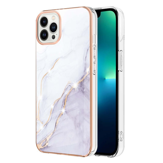 Electroplating Marble Pattern Dual-side IMD TPU Shockproof Phone Case For iPhone 16 Pro(White 006) - iPhone 16 Pro Cases by PMC Jewellery | Online Shopping South Africa | PMC Jewellery | Buy Now Pay Later Mobicred