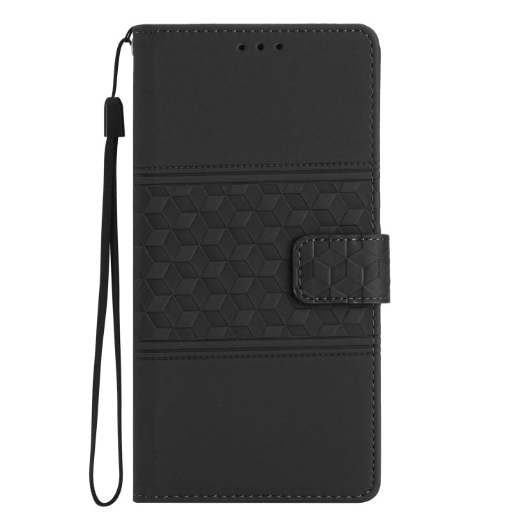 For iPhone 16 Pro Diamond Embossed Skin Feel Leather Phone Case(Black) - iPhone 16 Pro Cases by PMC Jewellery | Online Shopping South Africa | PMC Jewellery | Buy Now Pay Later Mobicred