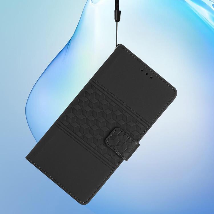 For iPhone 16e Diamond Embossed Skin Feel Leather Phone Case(Black) - iPhone 16e Cases by PMC TechLife | Online Shopping South Africa | PMC TechLife | Buy Now Pay Later Mobicred