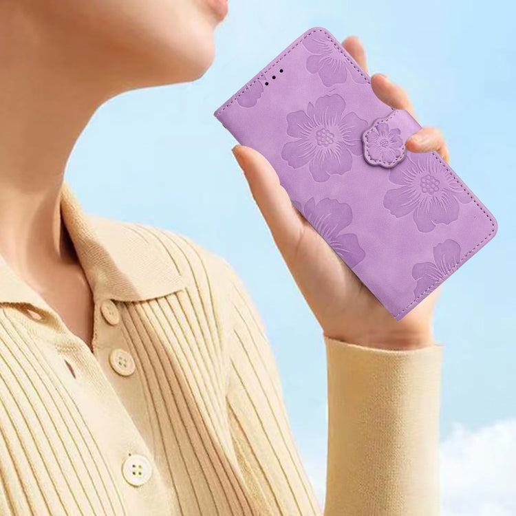 For iPhone 16 Flower Embossing Pattern Leather Phone Case(Purple) - iPhone 16 Cases by PMC TechLife | Online Shopping South Africa | PMC TechLife | Buy Now Pay Later Mobicred