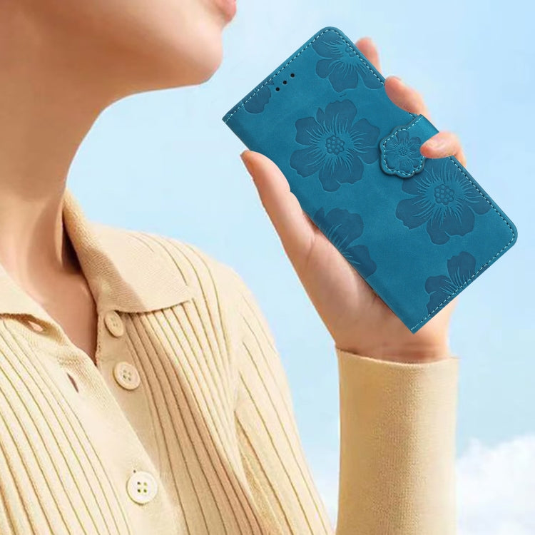 For iPhone 16 Plus Flower Embossing Pattern Leather Phone Case(Blue) - iPhone 16 Plus Cases by PMC Jewellery | Online Shopping South Africa | PMC Jewellery | Buy Now Pay Later Mobicred