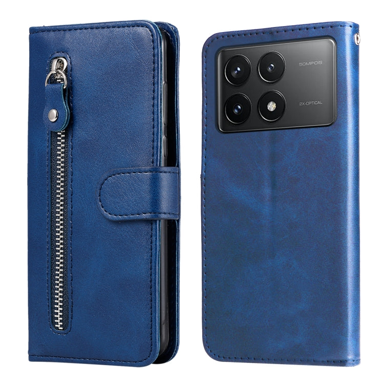 For Xiaomi Redmi K70 / K70 Pro Fashion Calf Texture Zipper Leather Phone Case(Blue) - K70 Pro Cases by PMC Jewellery | Online Shopping South Africa | PMC Jewellery | Buy Now Pay Later Mobicred