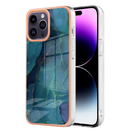 For iPhone 16 Pro Max Electroplating Marble Dual-side IMD Phone Case(Green 017) - iPhone 16 Pro Max Cases by PMC Jewellery | Online Shopping South Africa | PMC Jewellery | Buy Now Pay Later Mobicred