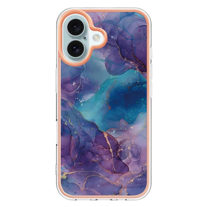 For iPhone 16 Plus Electroplating Marble Dual-side IMD Phone Case(Purple 016) - iPhone 16 Plus Cases by PMC Jewellery | Online Shopping South Africa | PMC Jewellery | Buy Now Pay Later Mobicred