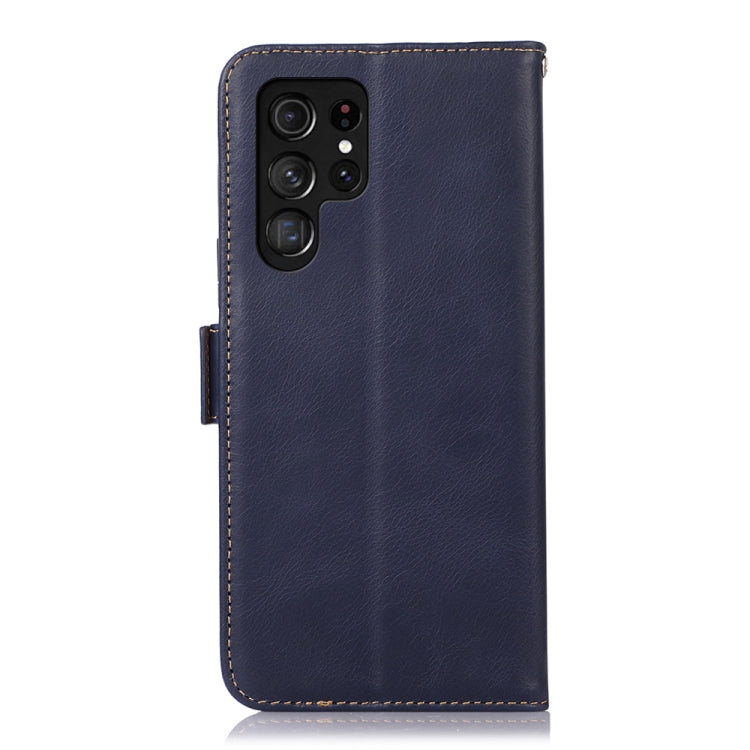 For Samsung Galaxy S24 Ultra Crazy Horse Top Layer Cowhide Leather Phone Case(Blue) - Galaxy S24 Ultra 5G Cases by PMC Jewellery | Online Shopping South Africa | PMC Jewellery | Buy Now Pay Later Mobicred