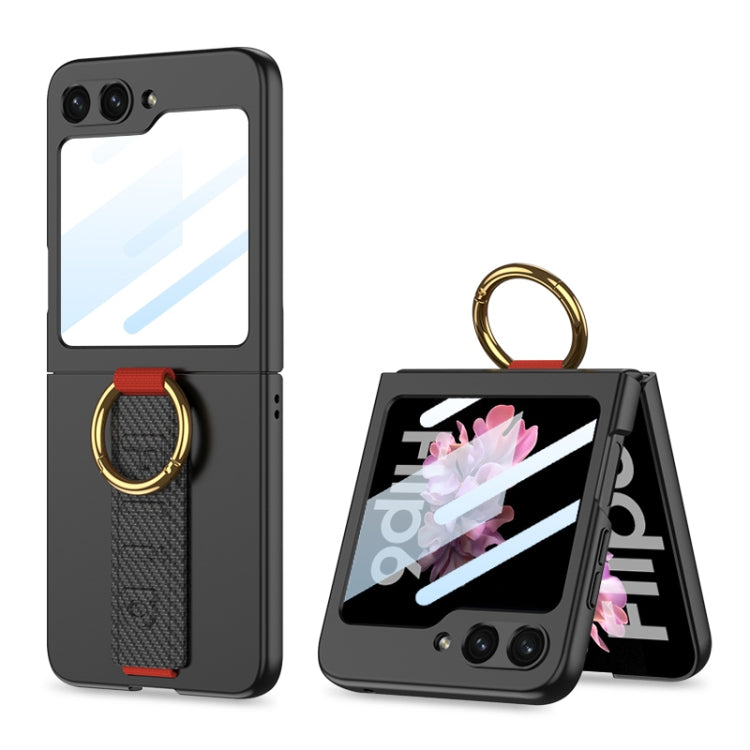 For Samsung Galaxy Z Flip6 GKK Integrated Ultrathin Shockproof Phone Case with Ring Wrist Strap(Carbon Fiber) - Galaxy Phone Cases by GKK | Online Shopping South Africa | PMC Jewellery | Buy Now Pay Later Mobicred