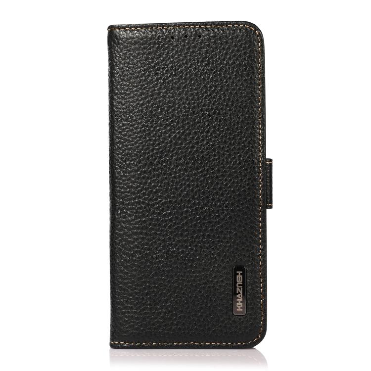 For OnePlus Ace 5 Pro / Ace 5 / 13R KHAZNEH Side-Magnetic Litchi Genuine Leather RFID Phone Case(Black) - free shipping - PMC TechLife - Order now!