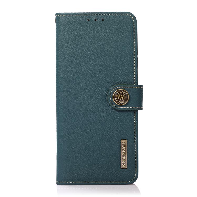 For Motorola Moto G15 4G KHAZNEH Custer Genuine Leather RFID Phone Case(Green) - Motorola Cases by PMC TechLife | Online Shopping South Africa | PMC TechLife | Buy Now Pay Later Mobicred
