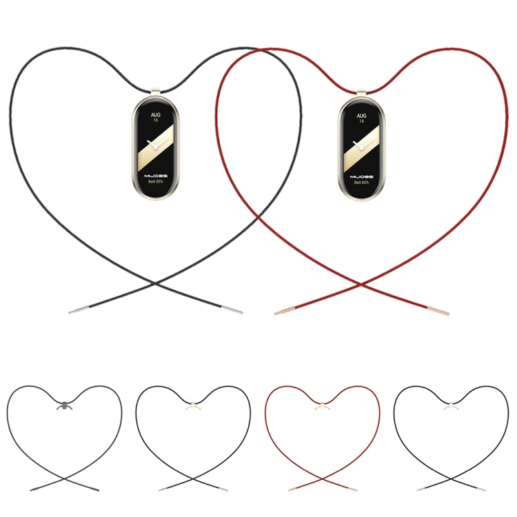 For Xiaomi Smart Band 10 / 9 / 8 Mijobs Stainless Steel Buckle Wax Rope Necklace(Black+Silver) - free shipping - PMc TechLife - Order now!