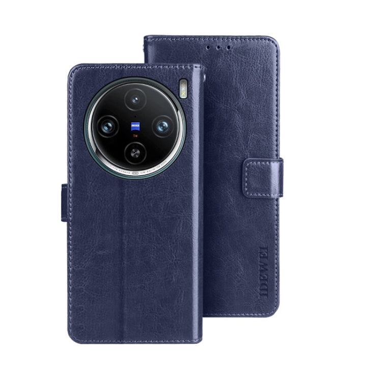 For vivo X100 Pro idewei Crazy Horse Texture Leather Phone Case(Blue) - X100 Pro Cases by idewei | Online Shopping South Africa | PMC Jewellery | Buy Now Pay Later Mobicred