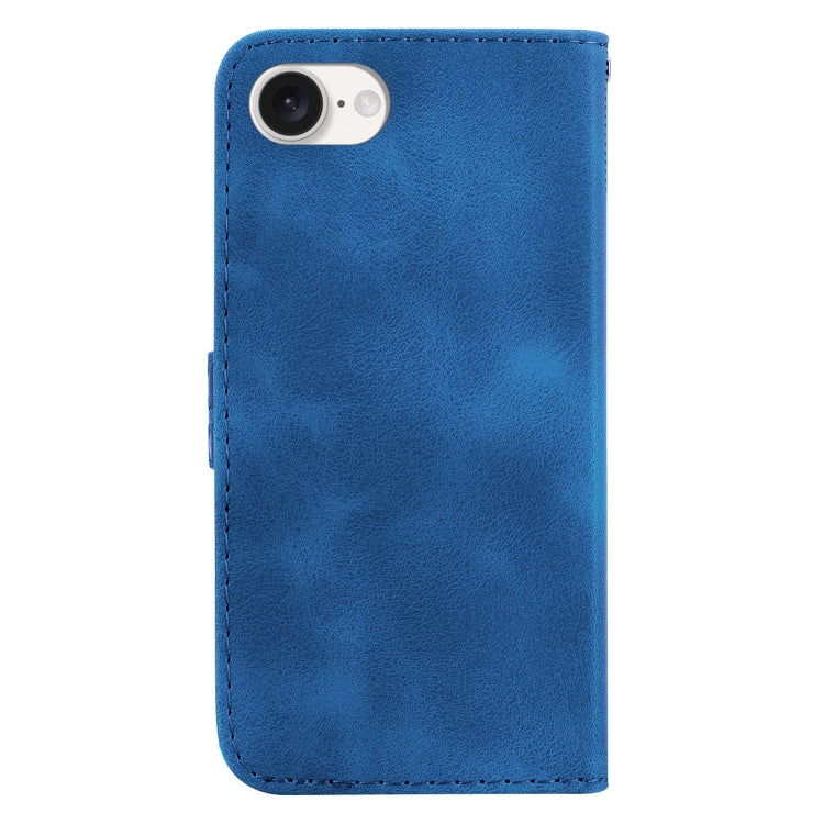 For iPhone SE 2024 Seven-shaped Embossed Leather Phone Case(Blue) - More iPhone Cases by PMC Jewellery | Online Shopping South Africa | PMC Jewellery | Buy Now Pay Later Mobicred
