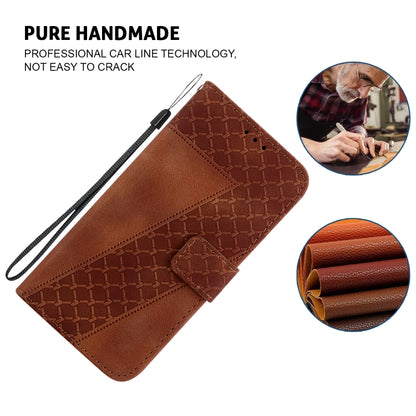 For iPhone 16 Seven-shaped Embossed Leather Phone Case(Brown) - iPhone 16 Cases by PMC Jewellery | Online Shopping South Africa | PMC Jewellery | Buy Now Pay Later Mobicred