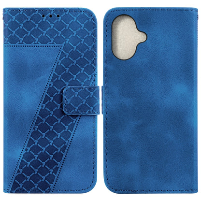 For iPhone 16 Seven-shaped Embossed Leather Phone Case(Blue) - iPhone 16 Cases by PMC Jewellery | Online Shopping South Africa | PMC Jewellery | Buy Now Pay Later Mobicred