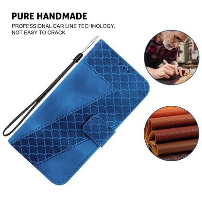 For iPhone 16 Seven-shaped Embossed Leather Phone Case(Blue) - iPhone 16 Cases by PMC Jewellery | Online Shopping South Africa | PMC Jewellery | Buy Now Pay Later Mobicred