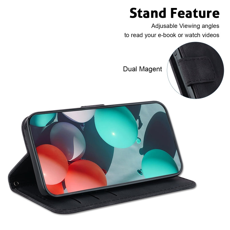 For iPhone 16 Seven-shaped Embossed Leather Phone Case(Black) - iPhone 16 Cases by PMC TechLife | Online Shopping South Africa | PMC TechLife | Buy Now Pay Later Mobicred