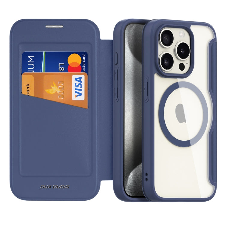 For iPhone 15 Pro DUX DUCIS Skin X Pro Series Magsafe PC + TPU Phone Leather Case(Blue) - iPhone 15 Pro Cases by DUX DUCIS | Online Shopping South Africa | PMC Jewellery | Buy Now Pay Later Mobicred