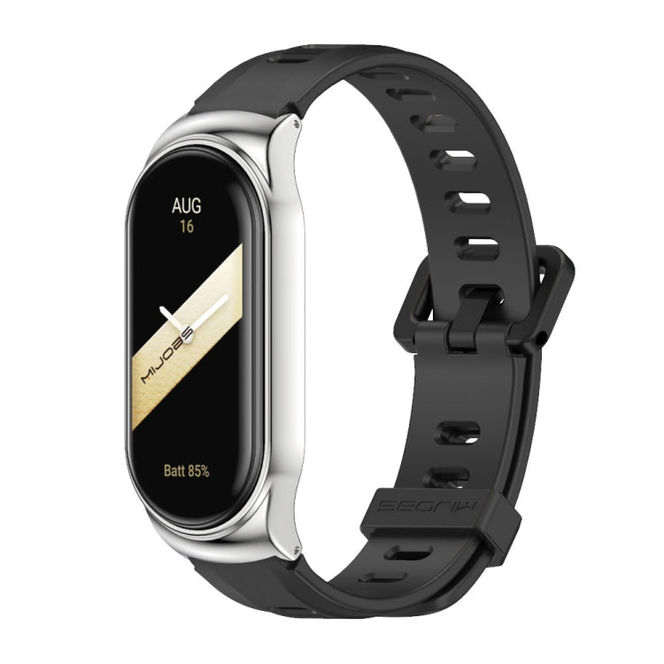 For Xiaomi Mi Band 8 Mijobs CS Case Flat Hole Silicone Watch Band(Black Silver) - free shipping - PMc TechLife - Order now!