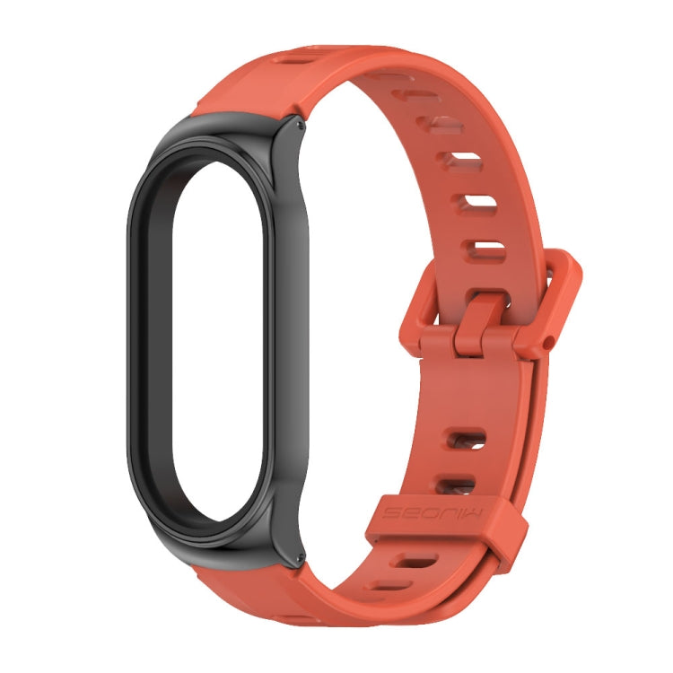 For Xiaomi Mi Band 8 Mijobs CS Case Flat Hole Silicone Watch Band(Orange Black) - free shipping - PMc TechLife - Order now!