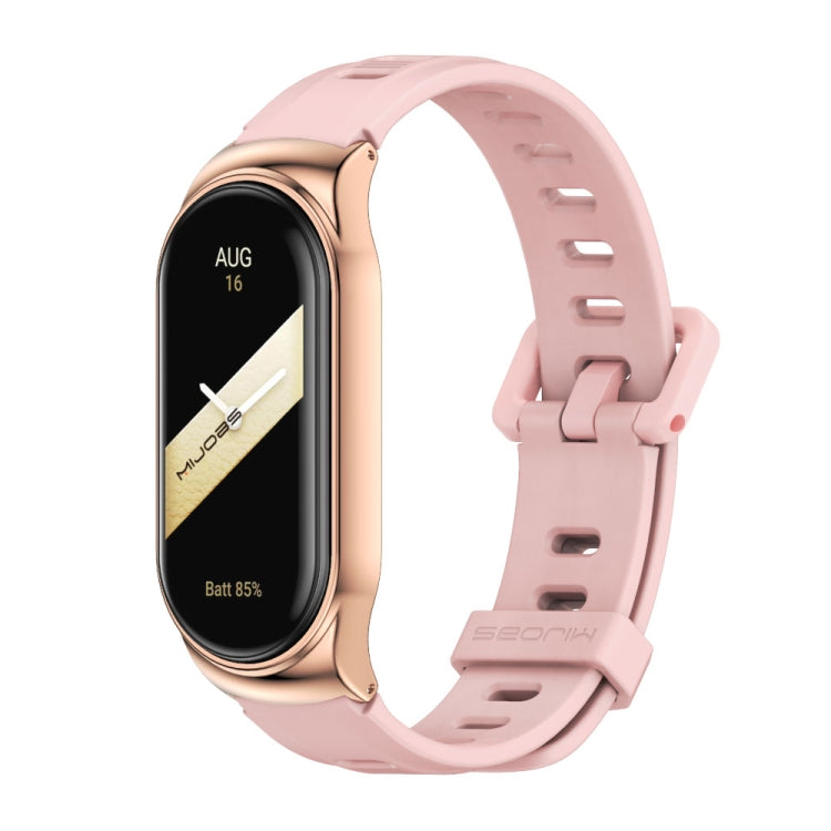 For Xiaomi Mi Band 8 Mijobs CS Case Flat Hole Silicone Watch Band(Pink Rose Gold) - free shipping - PMc TechLife - Order now!