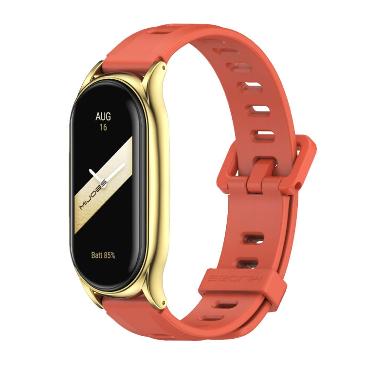 For Xiaomi Mi Band 8 Mijobs Plus Case Flat Hole Silicone Watch Band(Orange Gold) - free shipping - PMc TechLife - Order now!