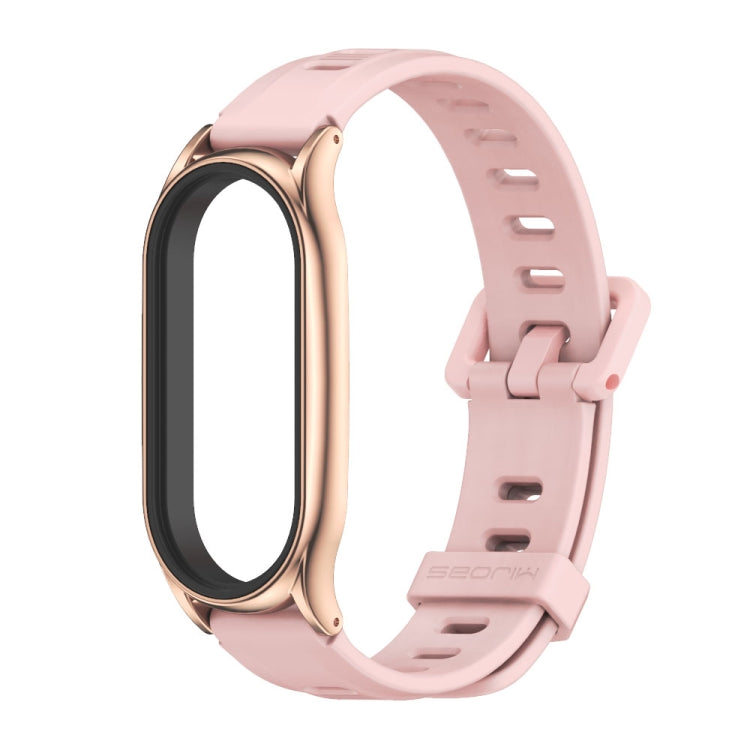 For Xiaomi Mi Band 8 Mijobs Plus Case Flat Hole Silicone Watch Band(Pink Rose Gold) - free shipping - PMc TechLife - Order now!