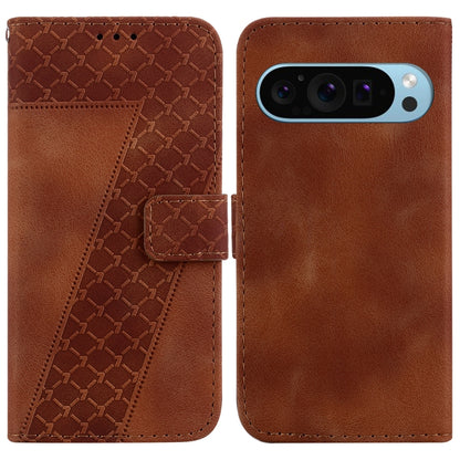 For Google Pixel 9 Pro 7-shaped Embossed Leather Phone Case(Brown) - Google Cases by PMC Jewellery | Online Shopping South Africa | PMC Jewellery | Buy Now Pay Later Mobicred