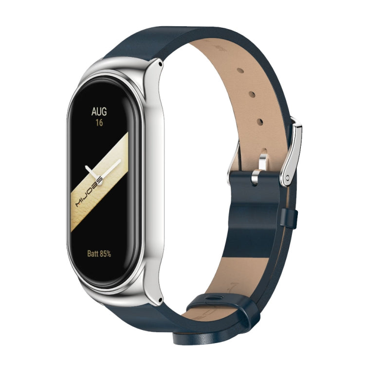 For Xiaomi Mi Band 8 Mijobs CS Case Microfiber PU Leather Watch Band(Blue Silver) - free shipping - PMc TechLife - Order now!