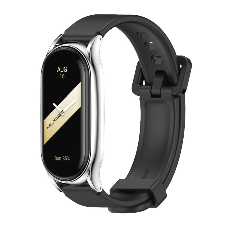 For Xiaomi Mi Band 8 Mijobs Plus Case Silicone Watch Band(Black Silver) - Watch Bands by MIJOBS | Online Shopping South Africa | PMC Jewellery