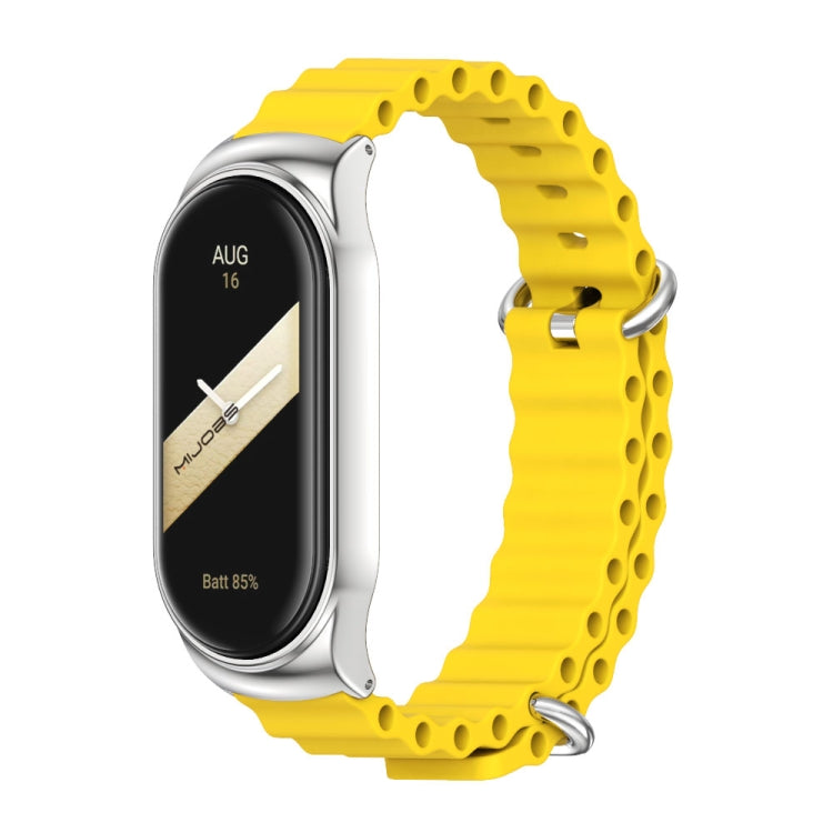 For Xiaomi Mi Band 8 Mijobs CS Case Marine Silicone Breathable Watch Band(Yellow Silver) - free shipping - PMc TechLife - Order now!