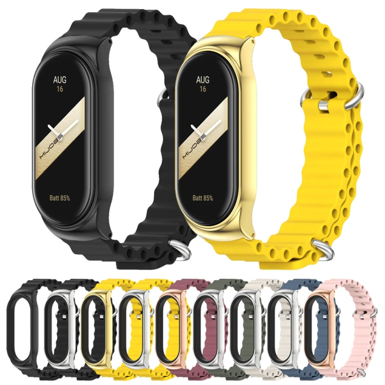 For Xiaomi Mi Band 8 Mijobs CS Case Marine Silicone Breathable Watch Band(Yellow Silver) - free shipping - PMc TechLife - Order now!