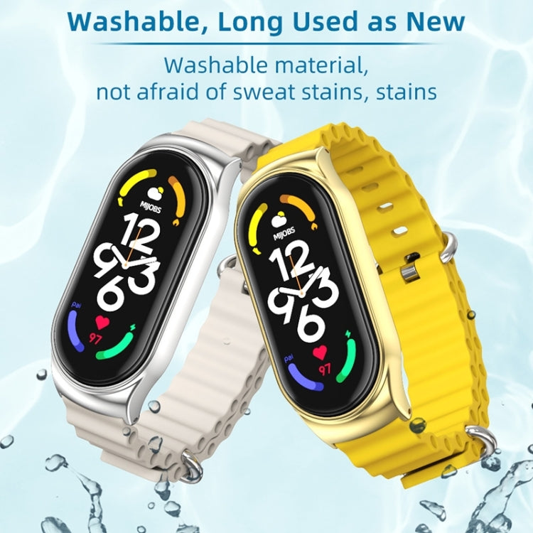 For Xiaomi Mi Band 8 Mijobs CS Case Marine Silicone Breathable Watch Band(Yellow Silver) - free shipping - PMc TechLife - Order now!
