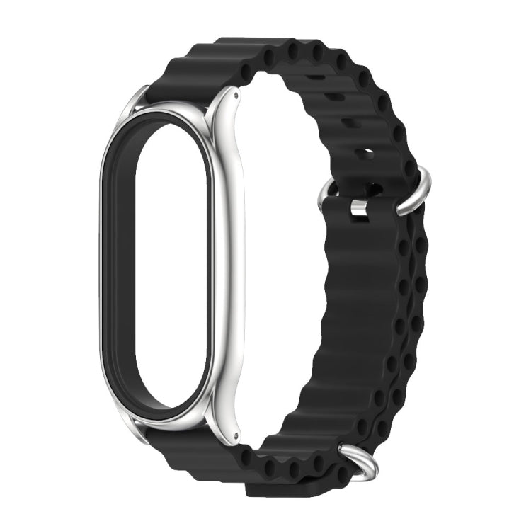 For Xiaomi Mi Band 8 Mijobs Plus Case Marine Silicone Breathable Watch Band(Black Silver) - free shipping - PMc TechLife - Order now!