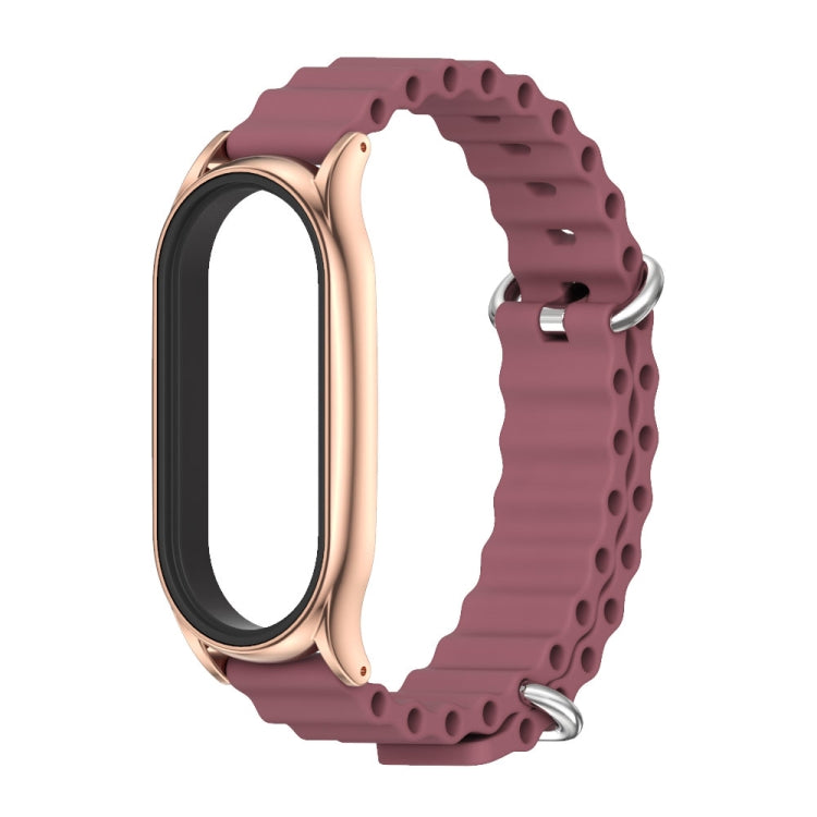For Xiaomi Mi Band 8 Mijobs Plus Case Marine Silicone Breathable Watch Band(Wine Red Rose Gold) - free shipping - PMc TechLife - Order now!