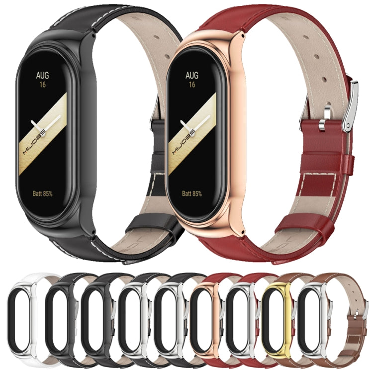 For Xiaomi Mi Band 8 Mijobs CS Case Genuine Leather Top Layer Cowhide Watch Band(Black) - free shipping - PMc TechLife - Order now!