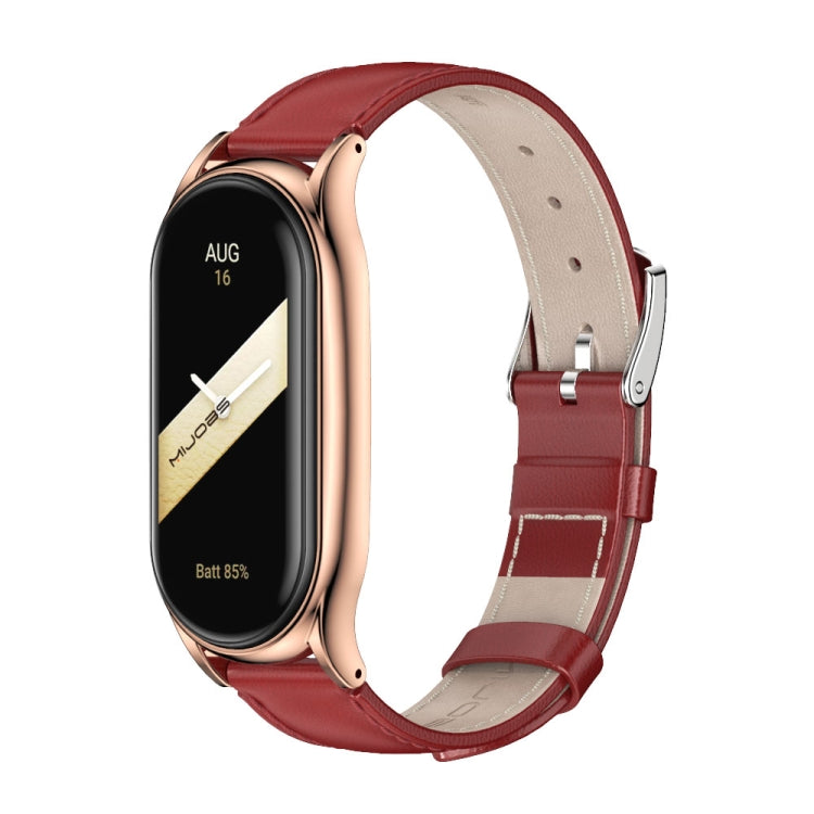 For Xiaomi Mi Band 8 Mijobs Plus Case Genuine Leather Watch Band(Red Rose Gold) - free shipping - PMc TechLife - Order now!