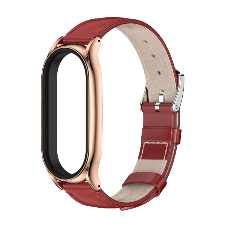 For Xiaomi Mi Band 8 Mijobs Plus Case Genuine Leather Watch Band(Red Rose Gold) - free shipping - PMc TechLife - Order now!